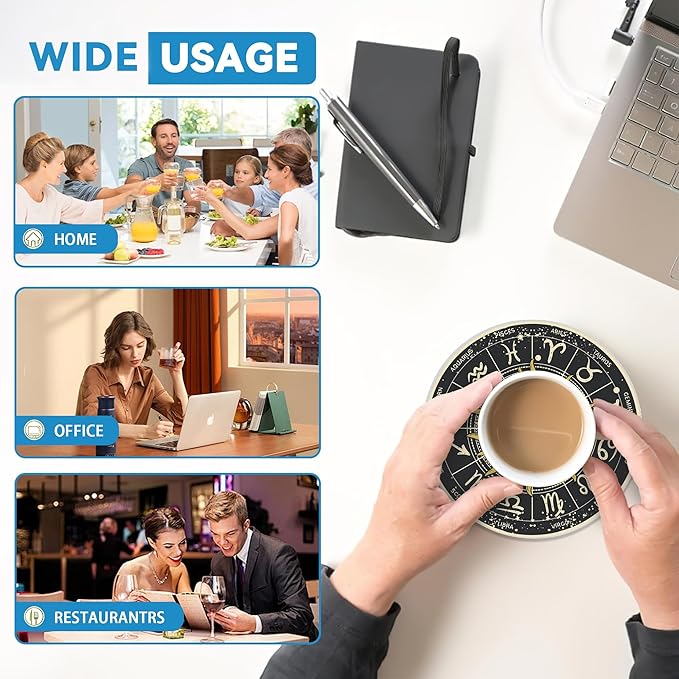 Drinks Coasters Set of 4, Moon Sun Zodic Sign Round 4" Cup Coasters, Absorbent Ceramic Stone Coasters with Cork Base, Cute Coasters for Table Home Décor, Ideal Gifts for Women Men