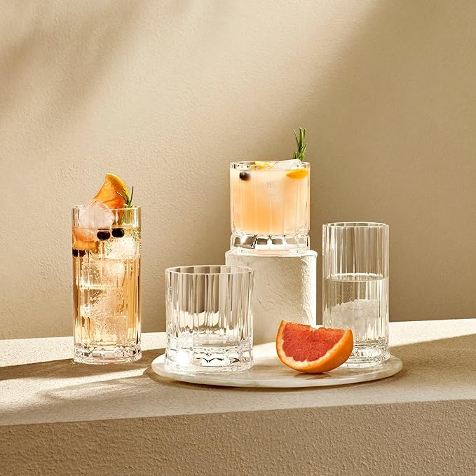 NUDE Whiskey Glasses Set of 4 DOF – 11.25 oz Premium Lead-Free Crystal Old Fashioned Rocks Glasses for Whisky, Scotch, Bourbon & Cocktails – Clear Heavy Base, Dishwasher Safe Barware Luxury Gift Set