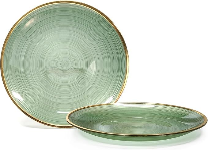 " OCCASIONS " 240 Plates Pack,(120 Guests) Premium Wedding Party Disposable Plastic Plates Set -120 x 10'' Dinner + 120 x 7'' Salad/Dessert (Belize in Green & Gold)