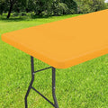 Smiry Rectangle Tablecloth, Elastic Fitted Flannel Backed Vinyl Tablecloths for 6ft Folding Tables, Waterproof Wipeable Table Covers for Outdoor, Indoor, Picnic and Camping (Mustard Yellow, 30"x72")