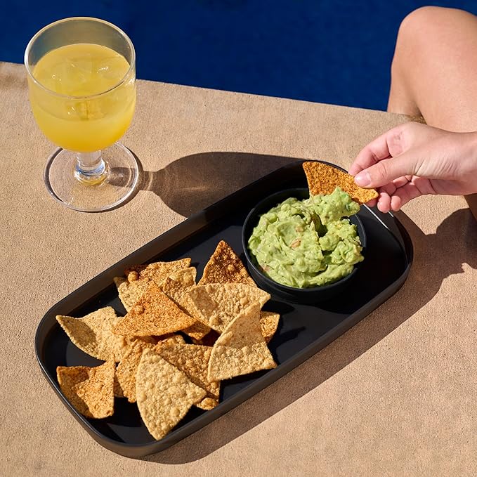 madesmart dipware Small Serving Plate, Stackable & Removable Dip Bowl for Salsa, Queso, Salad, Olives, Dishwasher & Microwave Safe, Multipurpose Plate & Bowl, Blue