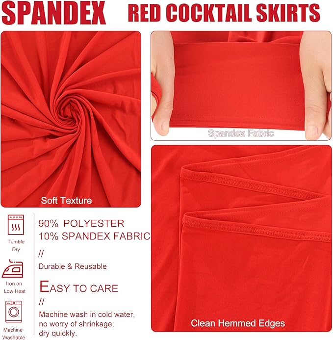 4 Packs 32 x 43 Inch Spandex Round Cocktail Table Skirts Stretch Cocktail Table Cover Fitted High Top Tables for Wedding Bar Party Banquet (Red)