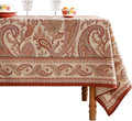 ISAENNE Designer French Red Extra Long Tablecloth Rectangle,Linen Table Cloth with Cashew Pattern,Stain Proof Decor Tablecloths for Dining Thanksgiving Kitchen Christmas,63"*110"-Chauffrey D