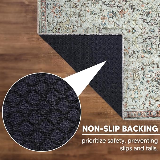 Keen Home Design 2x3 Rug - Machine Washable Entry Rug with Non-Slip Backing, Ideal for Enteryway, Kitchen, Bathroom, Laundry Room - Vintage, Easy Clean, Durable, Low Pile Rug - (2' x 3')