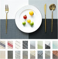 Placemats Set of 6 Vinyl/Plastic Woven Place Mats for Kitchen Table Indoor/Outdoor Washable Placemat Wipeable Dining Table Mats (Grey Grid,6)