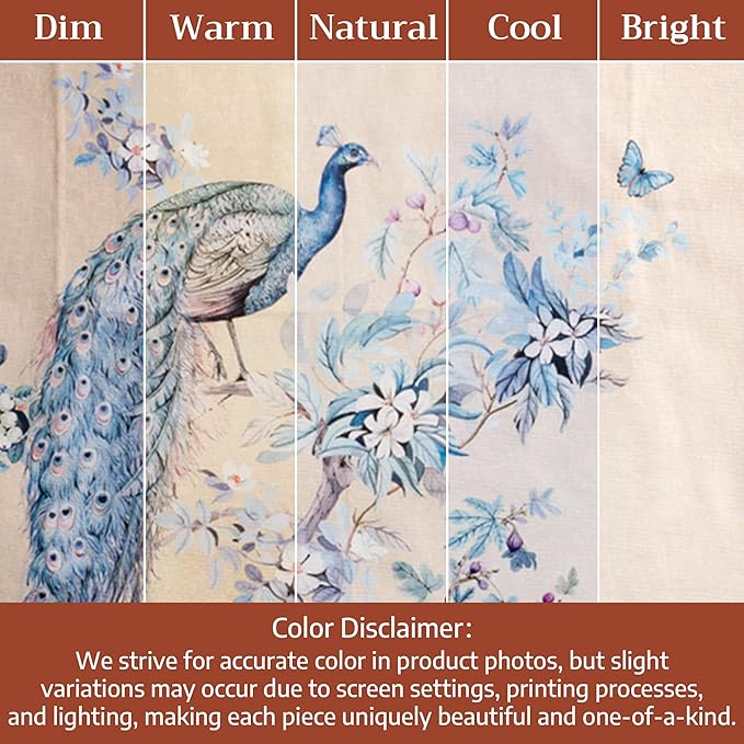 Maison d' Hermine Premium Table Cloth Rectangle Table 100% Combed Cotton 120 x 70 Inches Tablecloth Reusable Decorative for Dining Room, Home, Party, Festive & Wedding - Peacock Utopia - Sandy Beach