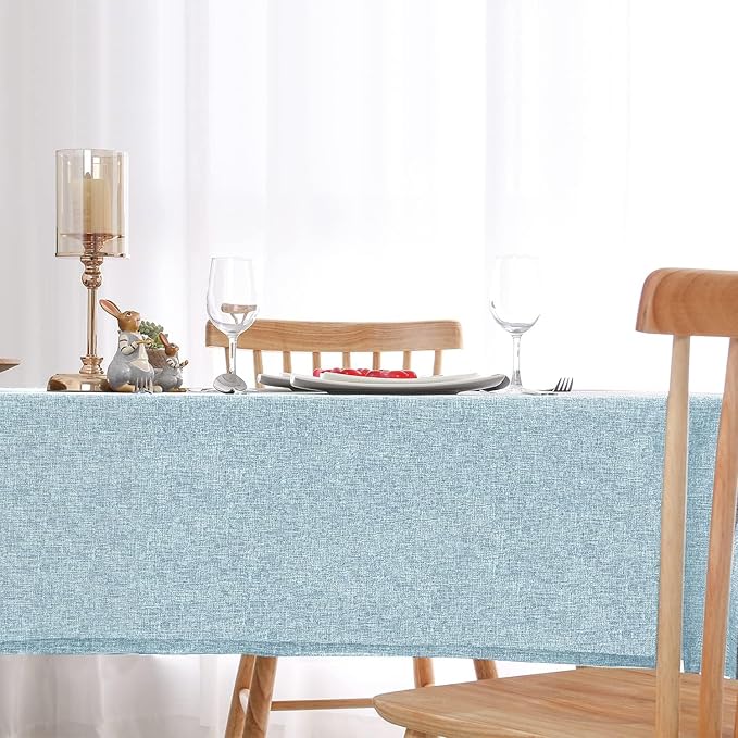 Hiasan 2 Pack Faux Linen Square Tablecloth - Wrinkle and Stain Resistant Washable Table Cloth for Kitchen Dining Room Holiday Table Cover for Party Dinner, Lux Slate Blue, 70 x 70 Inch