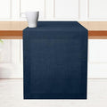 D'Moksha Homes Linen Navy Blue Table Runner 84 Inches Long - 100% Pure Linen 14 x 84 Inch Table Runner for Dining, Easter - Machine Washable