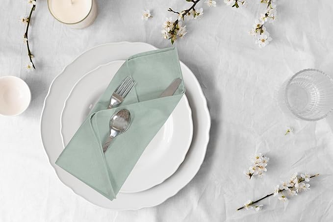 ACCENTHOME Accent Home 100% Cotton Napkins, Delicate Cloth Napkins for Dinners, Parties and Weddings，18 x 18 Inch Set of 12 - Teal