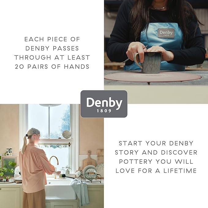 Denby - Elements Fern Green Dinner Plates Set of 4 - Contemporary Design - Ceramic Stoneware Tableware - Dishwasher & Microwave Safe - Scratch Resistant - 10.4in Large Everyday Dinnerware Plates