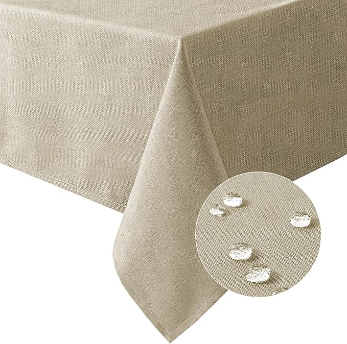 H.VERSAILTEX Linen Textured Table Cloths 54 x 80 Inch Premium Solid Tablecloth Spill-Proof Waterproof Table Cover for Dining Buffet Feature Extra Soft and Thick Fabric Wrinkle Free, Taupe