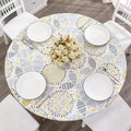 Walrus Round Vinyl Fitted Tablecloth with Flannel Backing Elastic Edge Design Table Cover Waterproof Oil-Proof PVC Table Cloth Stain-Resistant Best for 32"-36" Round