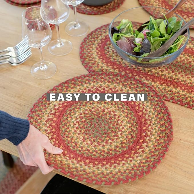 Homespice Cider Barn Jute Braided Coasters 4", Warm Country Rustic Decor, Set of 6, Red - Durable, Absorbs Moisture, Easy to Clean and Protects Furniture
