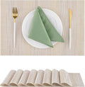 Leetaltree Lightsteel Beige with Yellow Placemats Set of 8 - Heat Resistant Non-Slip Place mats for Dining Table, Washable Durable PVC Vinyl Woven Table Mats (Lightsteel Beige with Yellow, 8)