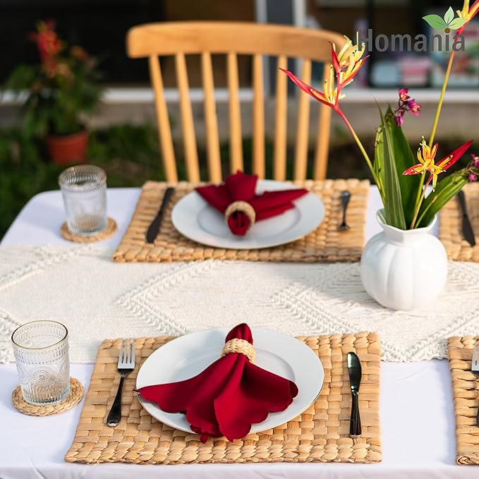 Table Mats Set of 6, Dining Decor, Heat Resistant Farmhouse Placemats Set of 6, Boho Placemats, Place Mats for Dining Tables, Wicker Woven Placemats, (Rectangle 17x12 in)