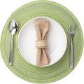 Round Placemats Set of 12 Woven Placemats Washable Braided Table Mats for Dining Table Heat Resistant Non-Slip Circle Place Mats(Green)