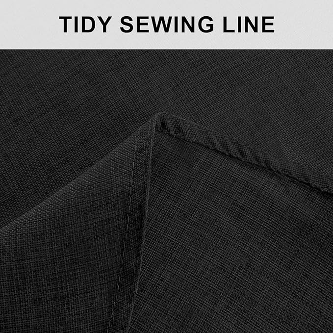 Hiasan Round Linen Tablecloth 80 Inch - Wrinkle and Stain Resistant Washable Polyester Fabric Table Cloth for Dining Room Kitchen Party, Black