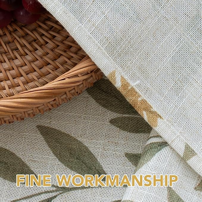 H.VERSAILTEX Linen Table Cloths Floral Printed Tablecloth Spill-Proof Waterproof Table Cover for Dining Buffet Feature Soft and Thick Fabric Wrinkle Free, 60 x 120 Inch, Adela Botanical Motif - Sage