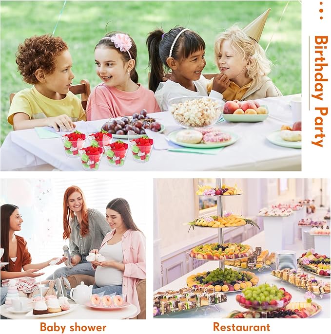 150 Pack Clear Plastic Dessert Cups with Tasting Spoons, Appetizer Cups Yogurt Parfait Bowls with Spoons for Party Supplies Catering Chocolate Desserts Buffet Food Display (7 oz)