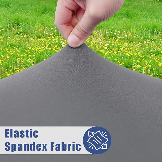 Round Spandex Tablecloth, Elastic Fitted Waterproof Tablecloths for 31"-35" Tables, Stretch Washable Picnic Table Cover for Camping, Dining, Indoor and Outdoor, Grey