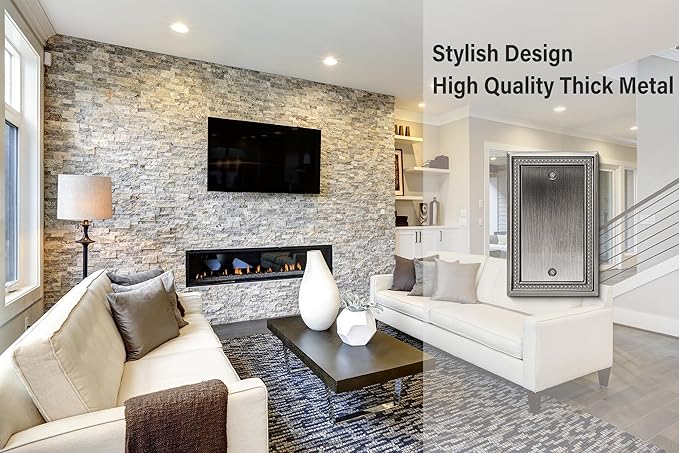 Henne Bery Sunken Pearls Heavy Duty Decorative Wall Plate Switch Plate Outlet Cover (Single Blank, 2 Pack, Heirloom Silver)