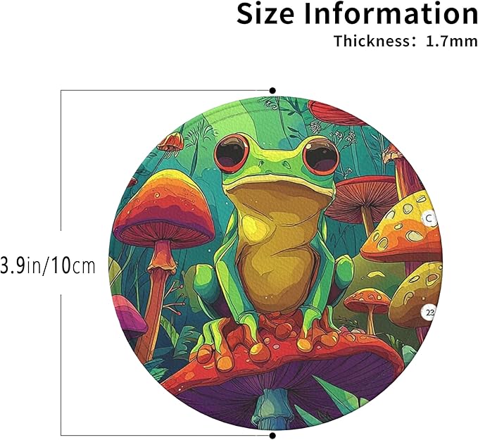 Frog Coasters Leather Round Drink Coasters 6 Pcs Set with Holderor for Cup Drink Coffee Table Bar Home Decor