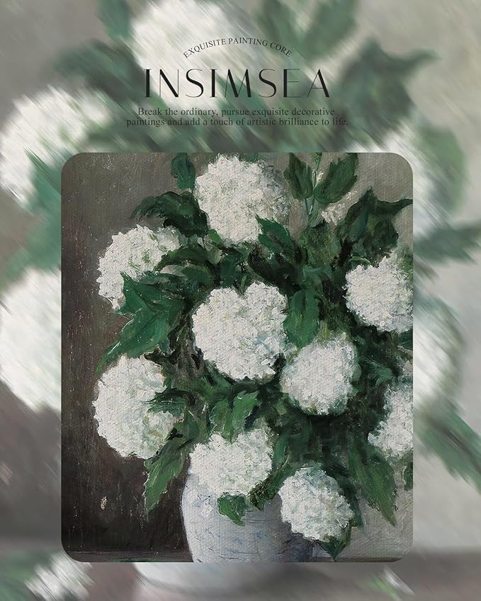 InSimSea Retro Gold Framed Wall Art, Home Room White Hydrangea Vintage Wall Decor, Canvas Print Artwork, Farmhouse Country Decor, Antique Picture Frame Floral Paintings, 11x14 Inch