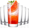 Drinking Glasses, 13.5oz Highball Glasses Drinking Set Of 6, Borosilicate Water Glass Cups, Clear Vintage Glassware for Juice, Mojito, Tom Collins & Mixed Cocktail Drinks