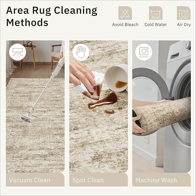Runner Rug 2'x6' Washable Non-Slip Runner Rugs for Kitchen Bathroom Laundry Room Brown Vintage Floor Carpet Runners for Hallway Entryway