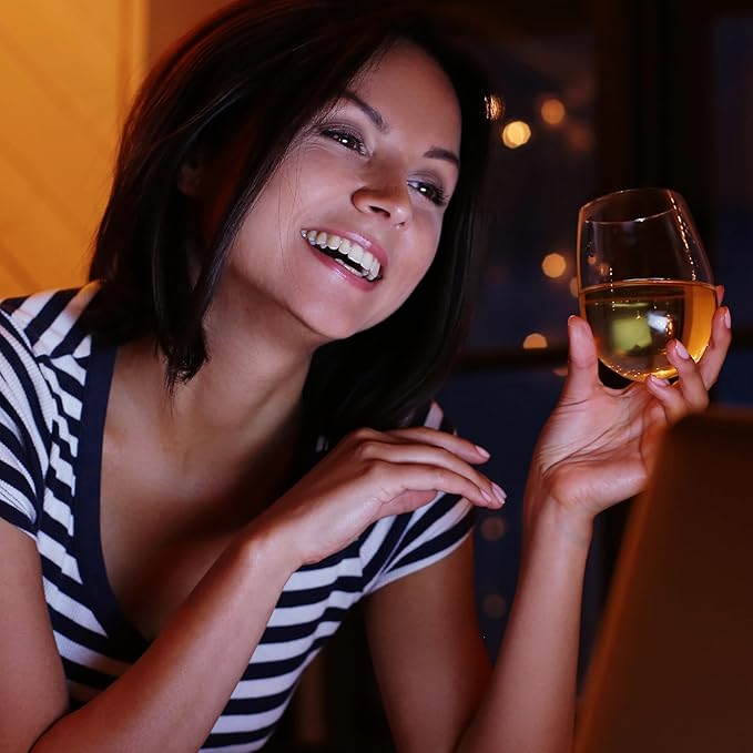 Unbreakable Stemless Plastic Wine Glasses | Reusable | Shatterproof 100% Tritan Plastic | Dishwasher-Safe | BPA-free | Awesome for Indoor & Outdoor | 16 oz, Set of 8