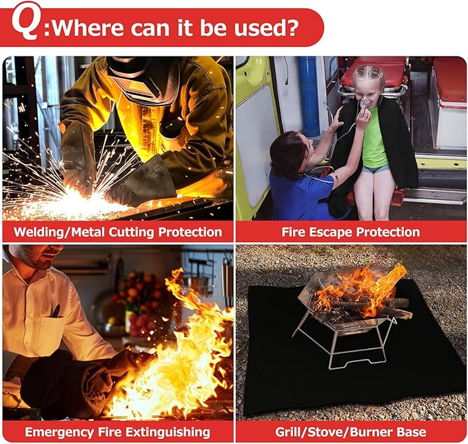 Matace Welding Blanket Fireproof 40x40 Inch Carbon Felt Soldering Mat & Pad, 5mm Flame Retardant Fabric, Heat Shield for Brazing, Automotive Repair, Grill & Smoker, HVAC Plumbing, Black