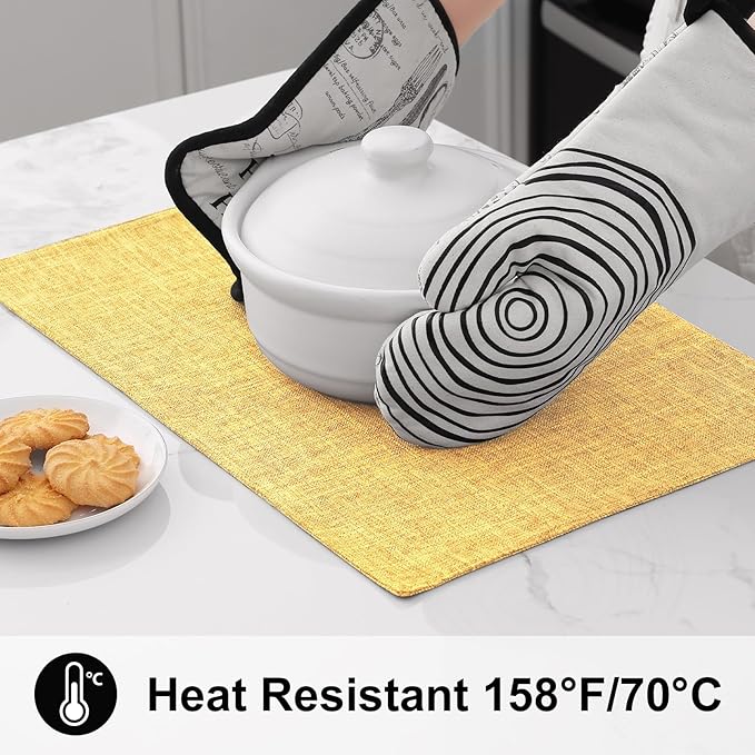 homing Cotton Linen Placemats Set of 4, Cloth Washable Farmhouse Dining Table Mats for Indoors & Outdoors, Easy to Clean, Mustard Yellow, 13 x 19 Inch
