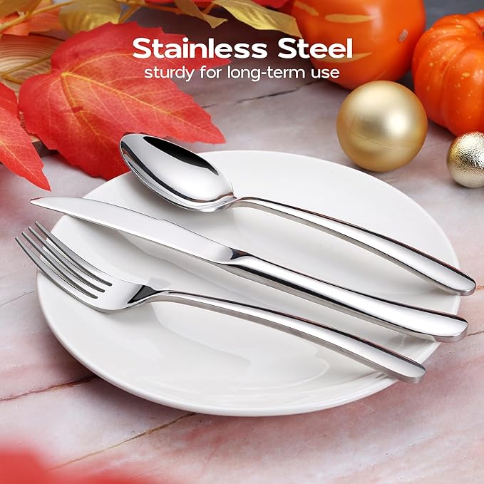 Onader 40 Piece Heavy Duty Silverware, Flatware Set for 8, Stainless Steel Cutlery Set