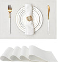 Leetaltree Luxury Crystal White Sequin Placemats Set of 4 - Waterproof Washable for Wedding, Anniversary, Daily Use - Sparkling Table Decor - Hand-Cut