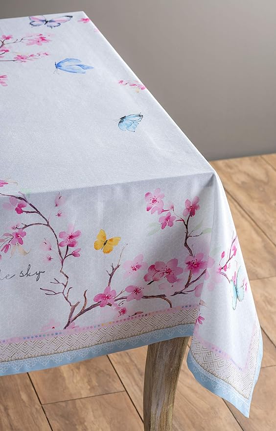 Maison d' Hermine Table Cloth Square Table 100% Cotton 60 x 60 Inches Tablecloth Reusable Decorative for Dining Room Farmhouse Home Valentines Day Decorations Spring Summer - Blossoms in Spring