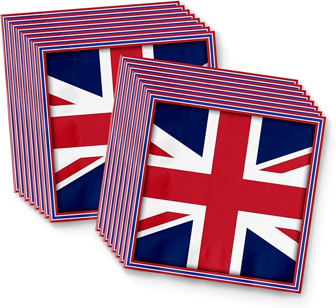 Britain UK England British Flag Birthday Party Supplies Set Plates Napkins Cups Tableware Kit for 16