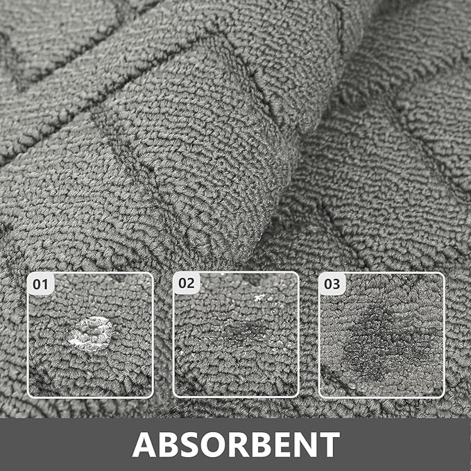 hicorfe Kitchen Rugs and Mats Sets,2 Pieces Super Absorbent Polypropylene Non-Slip Rug,Soft Comfort Floor Mat,Machine Wash for Kitchen,Hallway,Office,Sink,Laundry(20" x 32"+20" x 48",Grey)