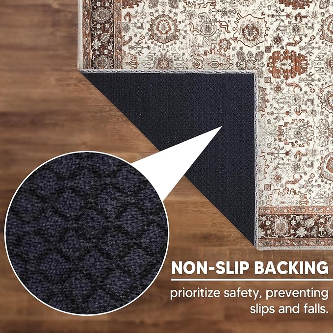 Keen Home Design 2x12 Rug - Machine Washable Runner Rug with Non-Slip Backing, Ideal for Hallway, Entryway, Kitchen, Laundry Room - Vintage, Easy Clean, Durable, Low Pile - (2'6" x 12')