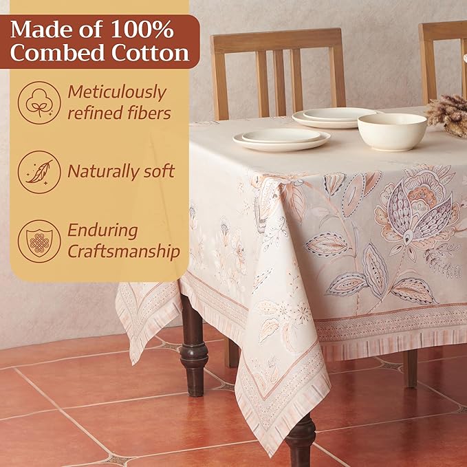 Maison d' Hermine Premium Table Cloth Square Table 100% Combed Cotton 70 x 70 Inches Tablecloth Reusable Decorative for Dining Room, Farmhouse, Home, Party, Festive & Wedding - Society Florals