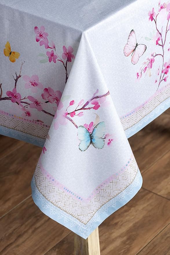 Maison d' Hermine Table Cloth Square Table 100% Cotton 60 x 60 Inches Tablecloth Reusable Decorative for Dining Room Farmhouse Home Valentines Day Decorations Spring Summer - Blossoms in Spring