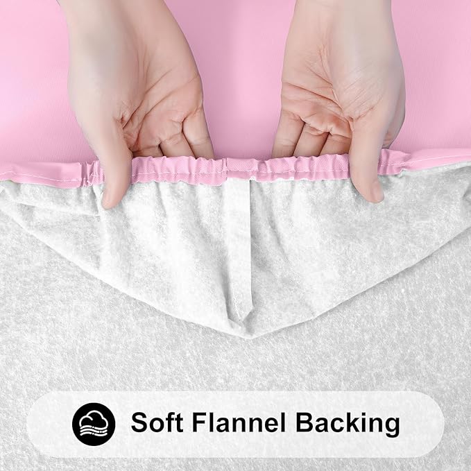 Smiry Rectangle Tablecloth, Elastic Fitted Flannel Backed Vinyl Tablecloths for 4ft Folding Tables, Waterproof Wipeable Table Covers for Valentine's Day, Outdoor, Picnic and Camping (Pink, 30"x48")