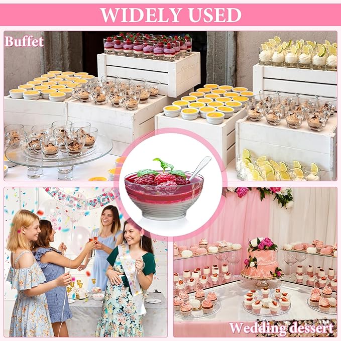 150 Pcs 3 oz Mini Dessert Bowls Small Appetizer Dessert Cups Reusable Mini Clear Plastic Bowls Small Party Serving Cups for Mousse, Puddings, Appetizers, Condiments, Snacks,ketchup, Soy, BBQ, Party