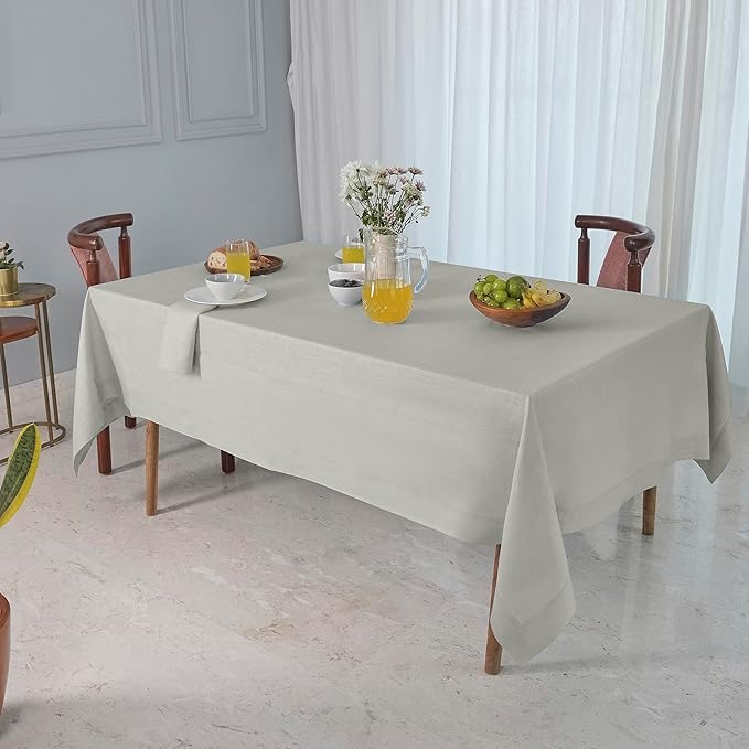 D'Moksha Homes Linen Tablecloth for Rectangle Tables 60 x 144 Inch - 100% Pure Linen Silver Grey Table Cloth - Machine Washable Cloth Tablecloth for Spring, Easter