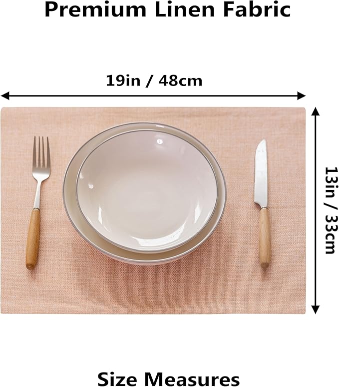 Demetex Pink Placemats Set of 4 Heat Resistant Linen Plate Mats Valentine Cloth Place Mats for Dining Tables Restaurants, 13 x 19 inches, Pink