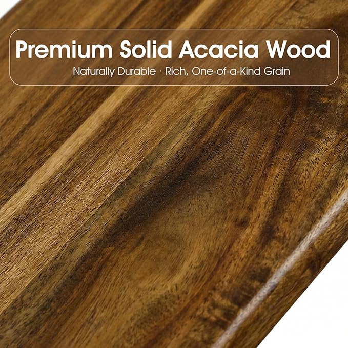 Acacia Wood Charcuterie Board with Handle, Large Cheese Serving & Entertaining Board, Premium Natural Grain Wooden Board for Appetizers, Snacks & Gift Giving