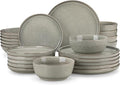 vancasso ANYA 24 Pieces Plates and Bowls Set, Stone Grey Dinnerware Sets, Reactive Glaze Dishes Set for 6, Ceramic Dishware Sets Kitchen Dinner Set, Microwave & Dishwasher Safe