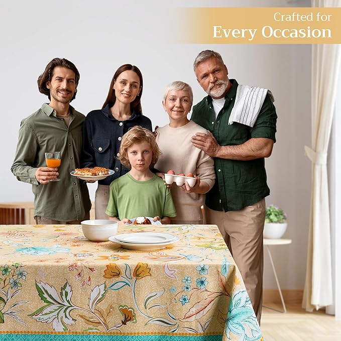 Maison d' Hermine Table Cloth Rectangle Table 100% Cotton 70 x 140 Inches Tablecloth Reusable Decorative for Dining Room Farmhouse Home Valentines Day Decorations Spring Summer - Luxury Loft - Peach