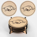 LazerEdge Arkansas Razorbacks Wooden Coaster Set - Maple Wood - Officially Licensed Product - 4-Pack