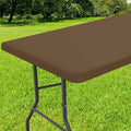 Smiry Rectangle Tablecloth, Elastic Fitted Flannel Backed Vinyl Tablecloths for 6ft Folding Tables, Waterproof Wipeable Table Covers for Indoor, Outdoor, Picnic and Camping (Brown, 30"x72")