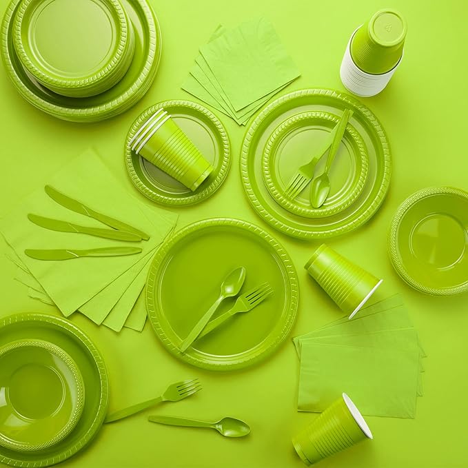 100 Pack Kiwi Green Beverage Napkins, Big Party Pack, 2 Ply, Ideal for Wedding, Party, Birthday, Dinner, Lunch, Cocktails. (5” x 5”) by Amcrate